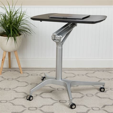 lancaster home mobile sit  stand  ergonomic computer desk