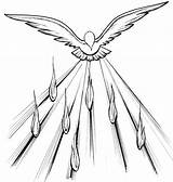 Dove Holy Spirit Drawing Pentecost Fire Clip Coloring Clipart Sketch Pages Tongues Outline Catholic Spiritual Drawings Sacraments Santo Usher Cliparts sketch template