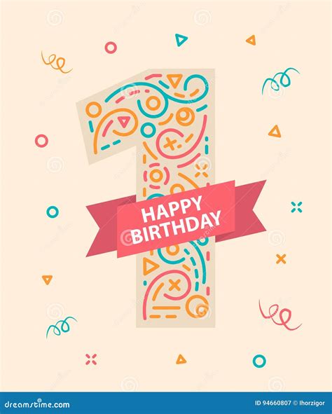 happy birthday number  greeting card   year stock vector