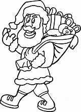 Christmas Coloring Santa Father Colour Pages Clous Laughing Sack Gifts Claus Cliparts sketch template