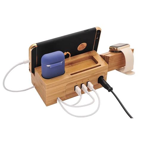 smartphone wood charging dock station stand  iphone  dock charger station  airpods