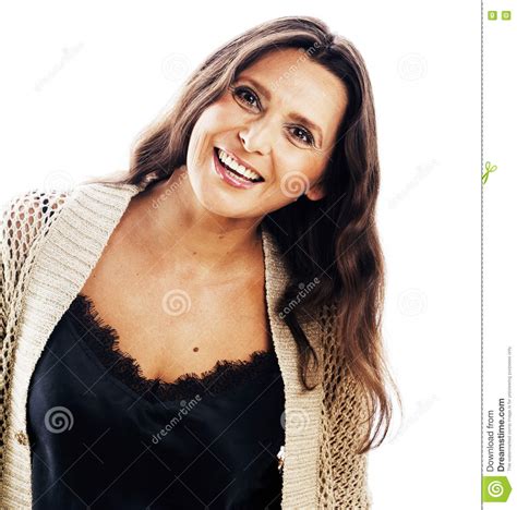mature brunette real middle age woman well dressed posing smilin stock image image of natural