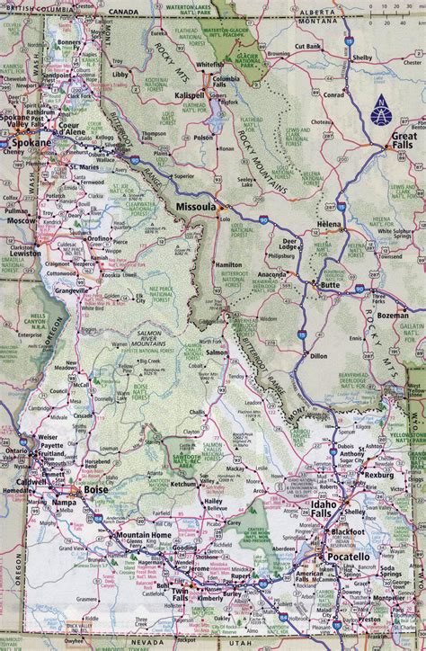 detailed administrative map  idaho  roads highways  major