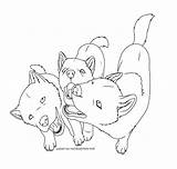Wolf Lineart Pups sketch template