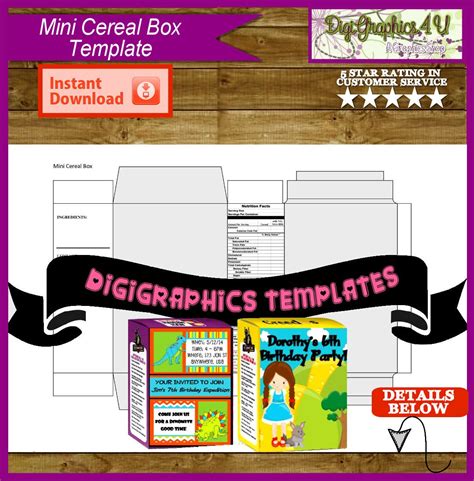 mini cereal box printable template instant  png
