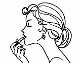 Lips Coloring Pages Lipstick Make Makeup Kissing Printable Mouth Face Cliparts メイク ぬりえ Getcolorings Clipart 塗り絵 Print Colorear Drawing Library sketch template