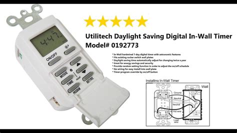 utilitech daylight saving digital  wall timer model  youtube