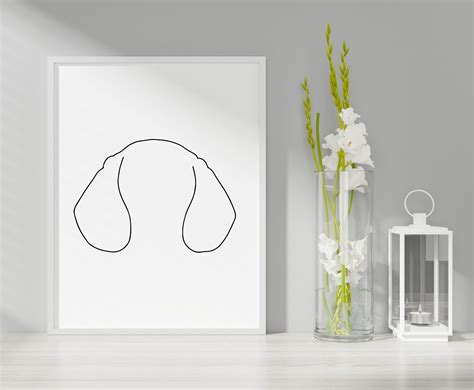 printable dog ears  art drawing outline dog ears wall etsy