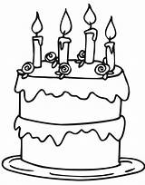 Cake Birthday Coloring Simple Cakes Pages Color Kids Fancy Clip Candles sketch template
