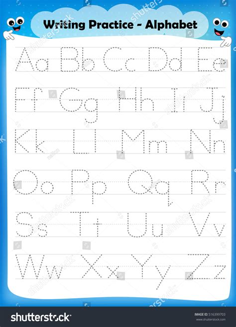 alphabet letters tracing worksheet  alphabet stock vector royalty