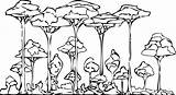 Rainforest Coloring Pages Printable Forest Trees Drawing Rain Color Animals Layers Colouring Clipart Cute Simple Cartoon African Print Getdrawings Wecoloringpage sketch template