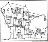 Coloring Pages Houses Bungalow Beautiful House Printable Big Buildings Color Colouring Online Building Popular Coloringhome Main sketch template