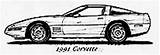 Chevrolet Corvette C4 Blueprints 1991 1995 Coupe Car Getoutlines sketch template