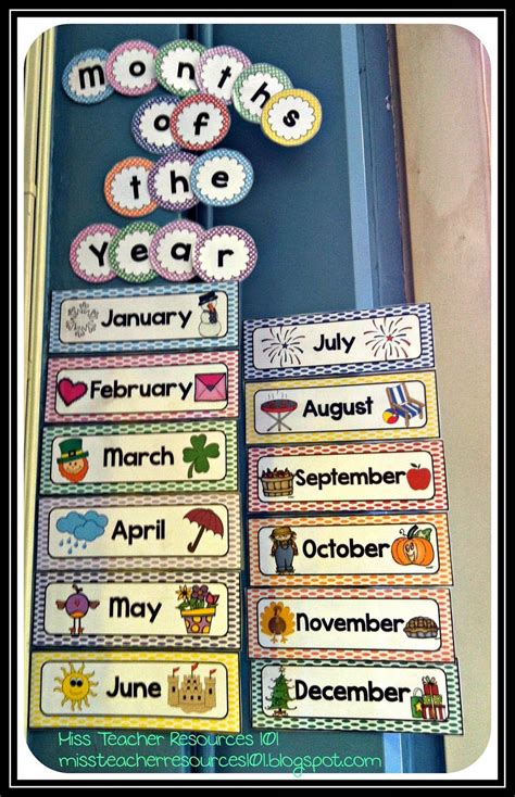 calendar months   year display classroom organization classroom