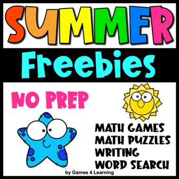 summer math games summer writing summer word search  games