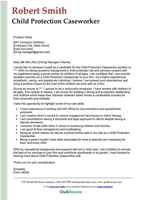 child protection worker cover letter examples qwikresume