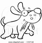 Dog Leash Mouth Clipart Walking His Coloring Cartoon Thoman Cory Outlined Vector Clip sketch template