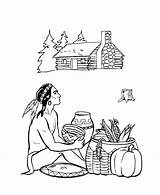 Coloring Pages Thanksgiving First Native American Food Indian Americans Pilgrims Indians Cherokee Sheets Pilgrim Kids Nations Printable Clipart Studies Social sketch template