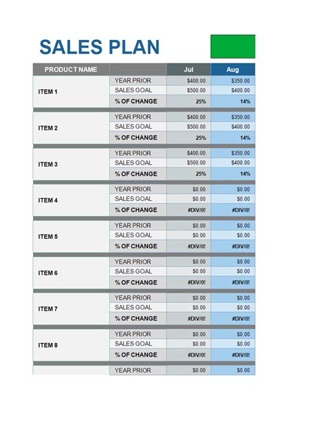 kostenloses sales plan template excel spreadsheet