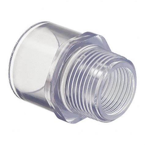 harvel clear pvc male adapter mnpt  solvent    pipe size