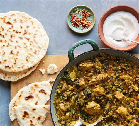 simple chicken spinach curry  easy flatbreads good food middle east