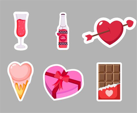 valentines day sticker set vector art graphics freevectorcom