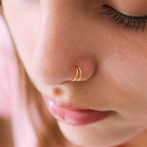 double nose ring  single piercing gold nose ring hoop etsy india