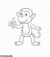 Coloring Monkey Banana Pages Eating Animals Kids Site Quality Popular Most High Coloringpages sketch template