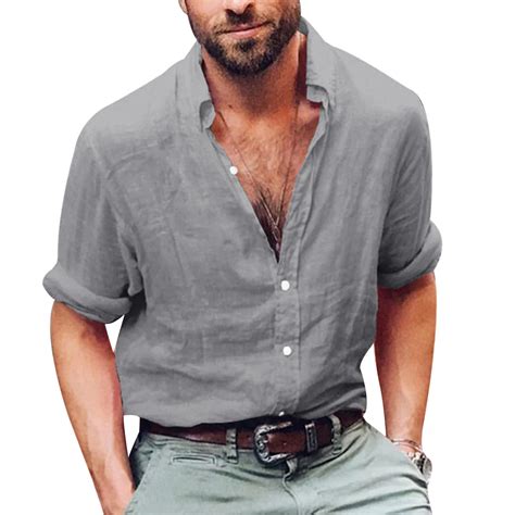 fashion brand mens linen shirts long sleeve shirt casual summer cool