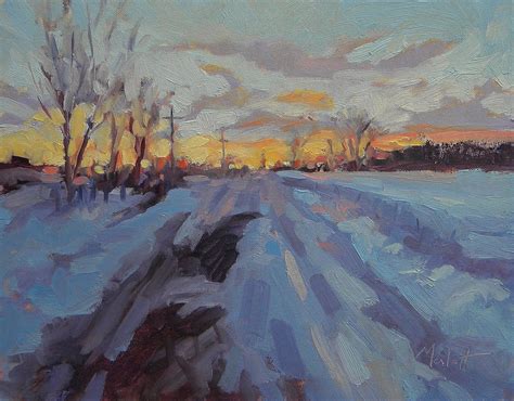 painting daily heidi malott original art sunset winter landscape
