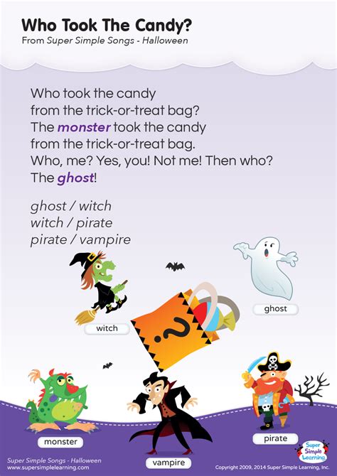 candy lyrics poster super simple preschool songs