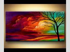 Landscape Tree Painting Original Abstract by OsnatFineArt on Etsy
