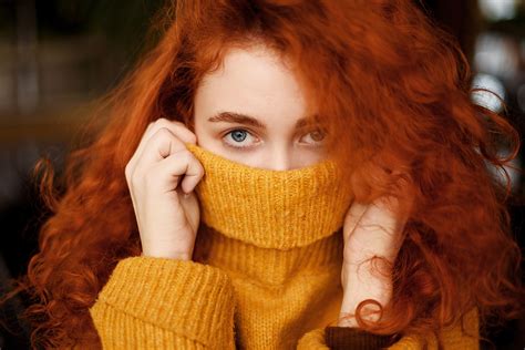 Wallpaper Model Redhead Long Hair Curly Hair Looking At Viewer