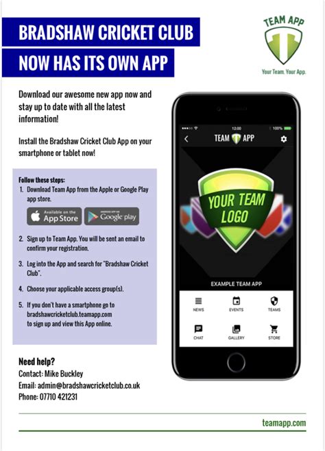 team app  smartphone app    bcc news bradshaw cricket club