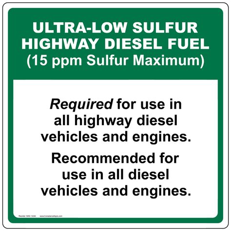 ultra  sulfur highway diesel fuel label nhe  diesel