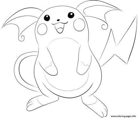 raichu pokemon coloring page printable