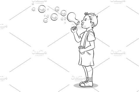 child blowing bubbles coloring book vector coloring books comic book