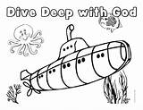 Vbs Submerged Submarine Dive Ocean Coloringtop Daycare Overboard Slogan Freebiefriday Surf sketch template