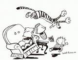 Coloring Calvin Hobbes Pages Colouring Johnson Football Template Library Clipart Popular sketch template