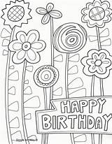 Birthday Coloring Happy Pages Printable Doodle Cards Card Alley Print Color Adults Adult Kids Flower Colouring Book Drawing Brithday Dad sketch template