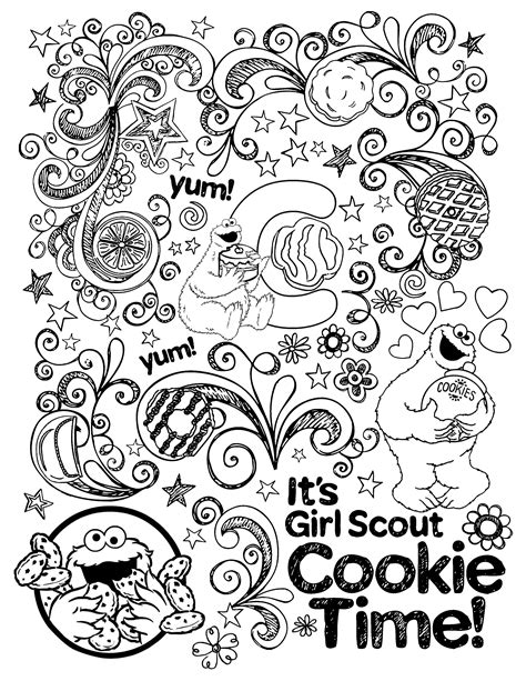 girl scout cookie coloring page durkin agoing