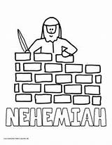 Nehemiah Coloring Wall Bible Builds Kids Crafts Pages School Sunday Sheets Rebuilds Preschool Activities Study Lessons Rebuilding Color Walls Temple sketch template