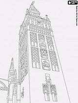Giralda Sevilla Colorear Antiguo Mezquita Torre Minarete Monumentos Espagne Catedral Seville Almohad Minaret Mosque Coloriages Islamiques Actualmente Almohade Campanario Spain sketch template
