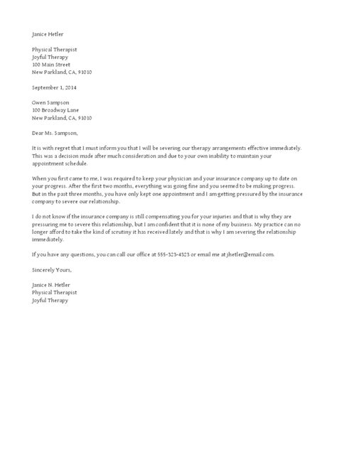 therapy termination letter