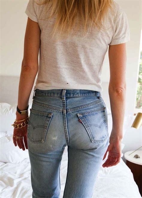 jessica de ruiter sheer white tee and vintage levis