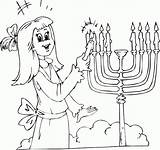 Menorah Coloring Hanukkah Kids Pages Lighting Girl Printable Printables Chanukah sketch template
