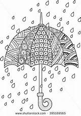 Coloring Umbrella Adult Doodle Pages Autumn Draw Shutterstock Leaves Fashion Rain Color Vector Hand Colouring Book Drawing Adults Spring Printable sketch template