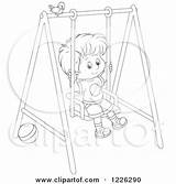 Clipart Swing Swinging Playground Boy Outline Coloring Outlined Illustration Royalty Little Girl Bannykh Rf Alex sketch template