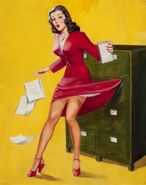 Vintage Pin Up Girl Office Mishap Edward D Ancon Pinup197