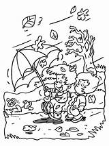 Herfst Kleurplaat Regen Tekening Kinderen Paddestoel Windy Peuters Tekenen Cloudy Voeg sketch template
